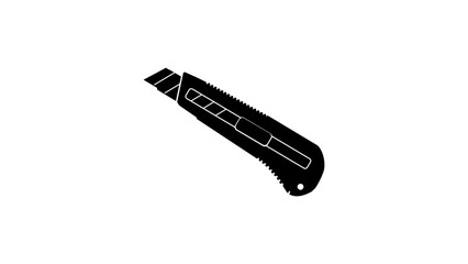 Retractable blade, black isolated silhouette