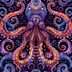 Colorful Octopus with Swirling Tentacles