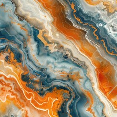 Abstract Agate Stone Pattern with  Orange and Blue Tones