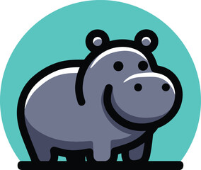 Hippo Mascot Cartoon Illustration