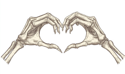 skeleton two hands making a heart