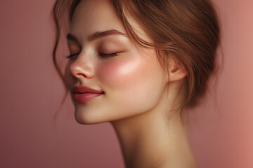 Fototapeta premium A close up of a girl's face with her eyes closed