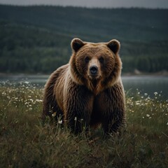 brown bear in the lake