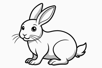 Coloring page rabbit with white back ground and black outline vector art illustration