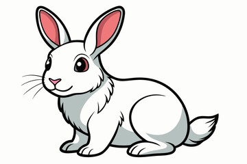 Coloring page rabbit with white back ground and black outline vector art illustration