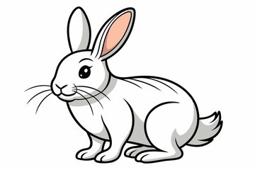 Coloring page rabbit with white back ground and black outline vector art illustration