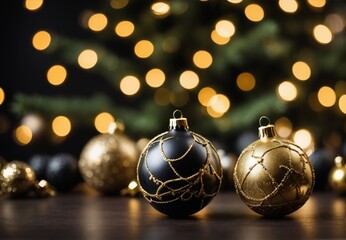 golden christmas balls