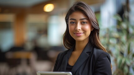 An asian young woman with smiling face in office
