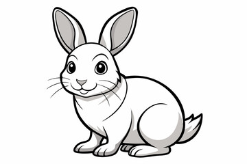 Coloring page rabbit with white back ground and black outline vector art illustration