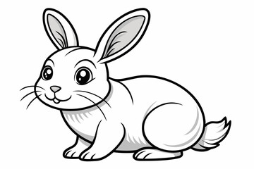 Coloring page rabbit with white back ground and black outline vector art illustration