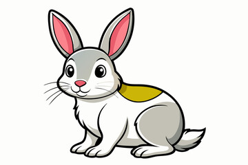 Coloring page rabbit with white back ground and black outline vector art illustration