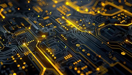 Abstract Digital Circuitry with Glowing Lines