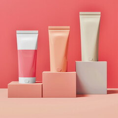 set of cosmetic bottles