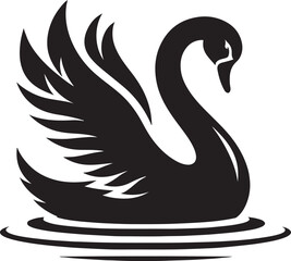 Swan silhouette vector. black and white