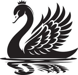 Swan silhouette vector. black and white