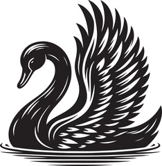 Obraz premium Swan silhouette vector. black and white