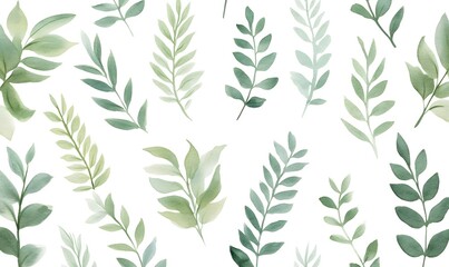 Fototapeta premium watercolor fern pattern, Generative AI