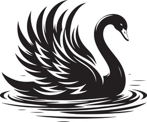 Fototapeta premium Swan silhouette vector. black and white