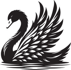 Swan silhouette vector. black and white