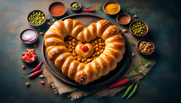 traditional Indian Chana bhature shaped like heart shape
By Neha