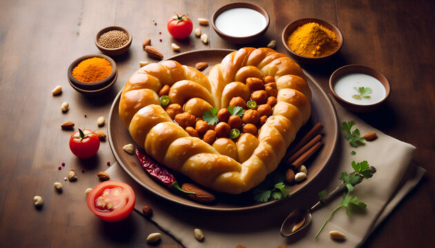 traditional Indian Chana bhature shaped like heart shape
By Neha