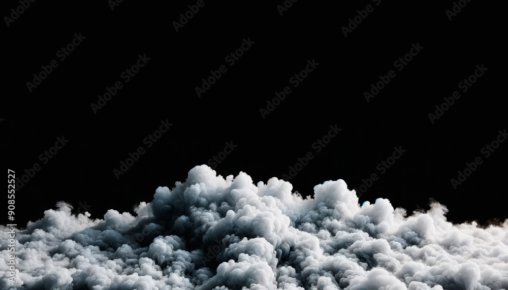 Poster Billowing smoke clouds set against a dark black background, creating a dramatic and mysterious atmosphere. Generative AI