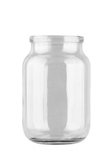 Empty glass jar isolated on a white background. Containers for kitchen