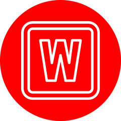 W Capital Alphabet Vector Line White Circle Red