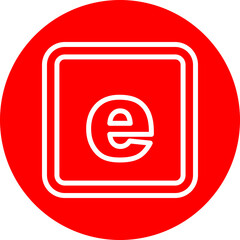 e Small Alphabet Vector Line White Circle Red