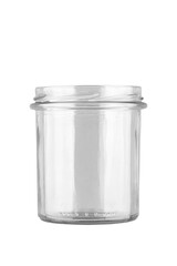 Empty glass jar isolated on a white background. Containers for kitchen