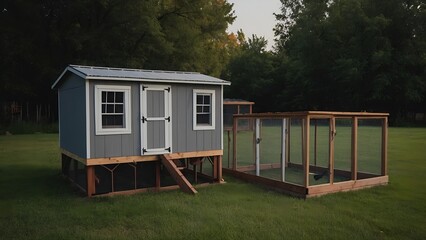 A modern and practical chicken coop offering ample space and comfort for active chickens
