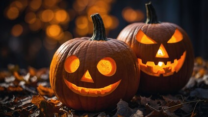 Carved halloween pumpkins