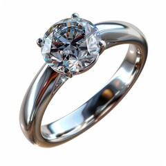 Platinum ring, 3D illustration, realistic, isolated on white background