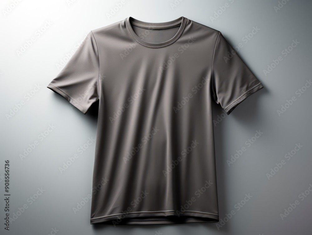 Poster A gray t-shirt on a plain background, mockup design for branding and identity concept, with ample copy space. Generative AI