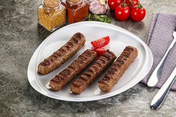Grilled beef kebab minced meat
