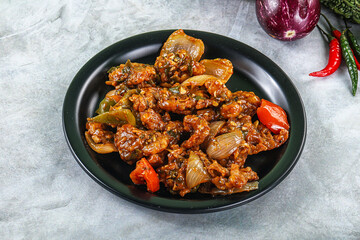 Asian cuisine - prawn in chili sauce