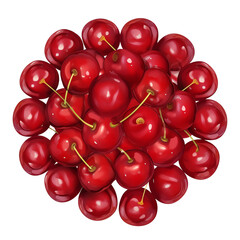 A vibrant collection of fresh red cherries, perfect for summer recipes, food blogs, and healthy living visuals. Ideal for fresh produce showcases.