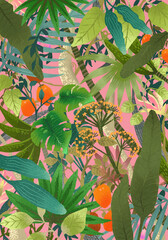 ジャングルの様な華やかな背景