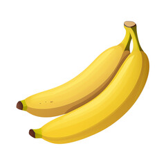 Bright yellow cartoon bananas illustration. Perfect for healthy food, tropical fruit, and snack themes in digital and print media use.