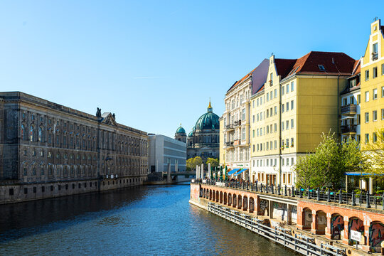 Berlin. Germany. Beautiful old buildings on the banks of a river. Architecture.