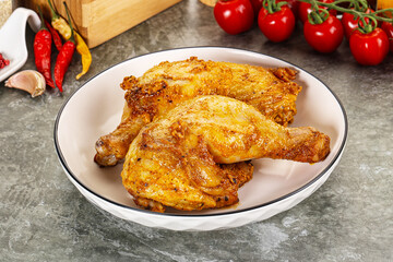 Roasted chicken leg with spices