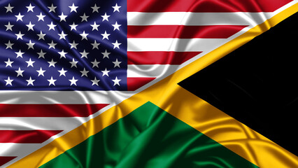 Fototapeta premium United waving flag of USA and Jamaica