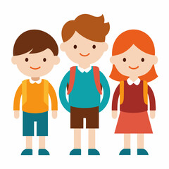 Cute school kid's vector art illustration