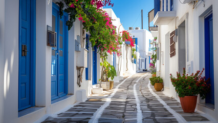 Picturesque Mykonos Pathway with Traditional Greek Architecture