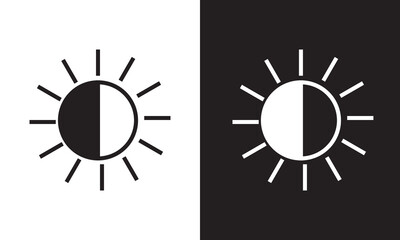 Brightness vector icon set in solid style.  Isolated on white and black background. EPS 10