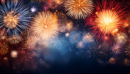 Fototapeta premium Abstract fireworks background and space for text- A dynamic background featuring firewo_1(12)