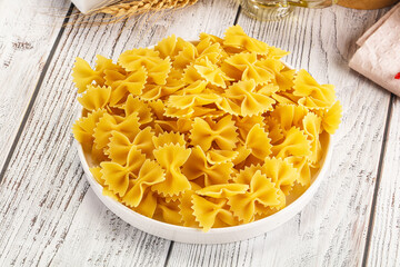 Raw dry Italian pasta - farfalle