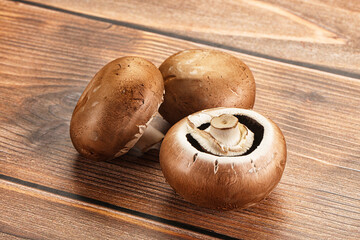 Raw brown champignon for cooking