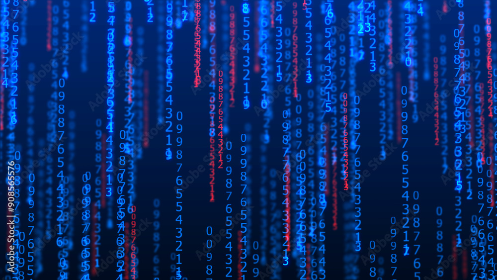 Poster cyberspace background with a set of numbers. big data visualization. abstract matrix. technology or 