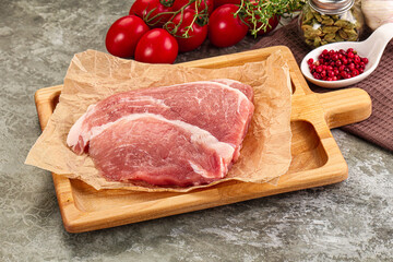 Raw pork steak for cooking